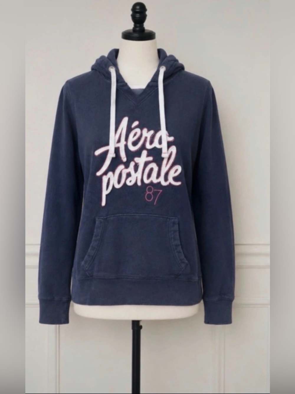 Y2K Aeropostale 87 Hoodie Navy Blue Size Large
